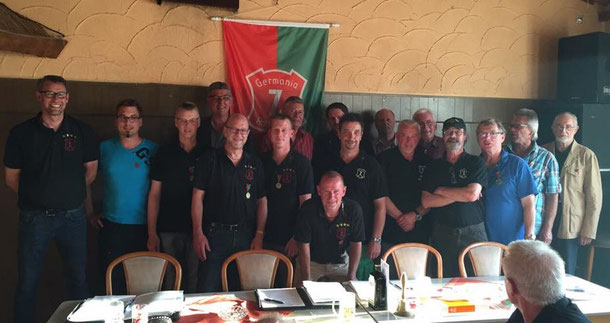 Die Geehrten für 10, 25, 40 und 50 Jahre Mitgliedschaft im 7.Rott Germania