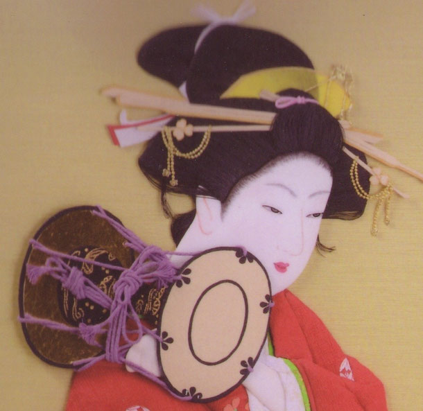 鼓の音（上村松園） - たつみ流和紙押絵の世界・和紙の美しさに