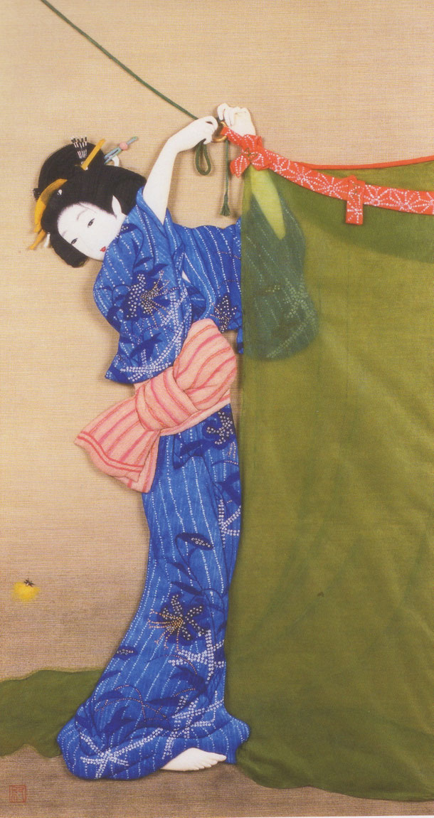 蛍（上村松園） - たつみ流和紙押絵の世界・和紙の美しさに魅せられて