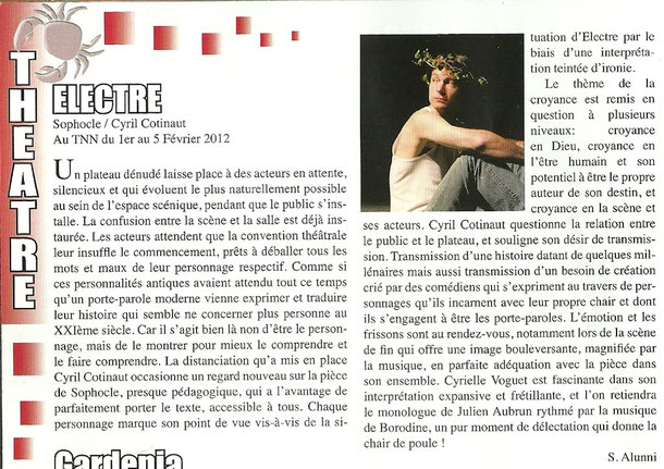 Le Crabe des Arts - Critique de spectacle - Février 2012