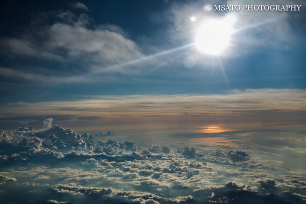 avião, céu azul, por do sol, viagem, mar do Japão, guerra nas estrelas, angeles ladder, mar de nuvens