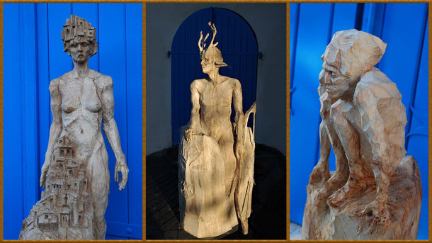 Skulpturen von Esther Seguin, Holzbildhauerin aus La Bouëxiére