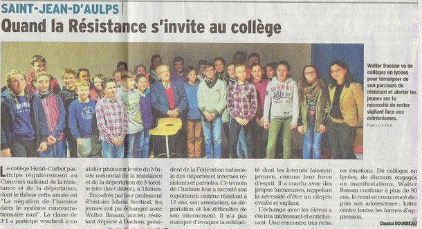 Article du "Dauphiné Libéré", samedi 4 février 2017