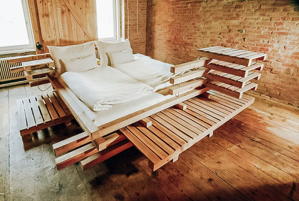 unique industrial hotel and furniture in the hotel-factory in Vienna
