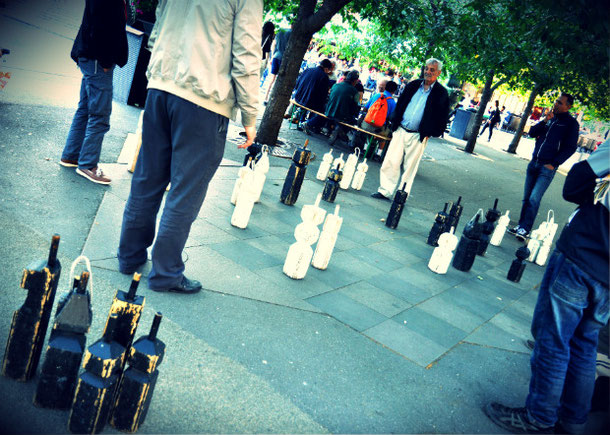 Unusual thing to do in Stockholm is to play gian chess on the street