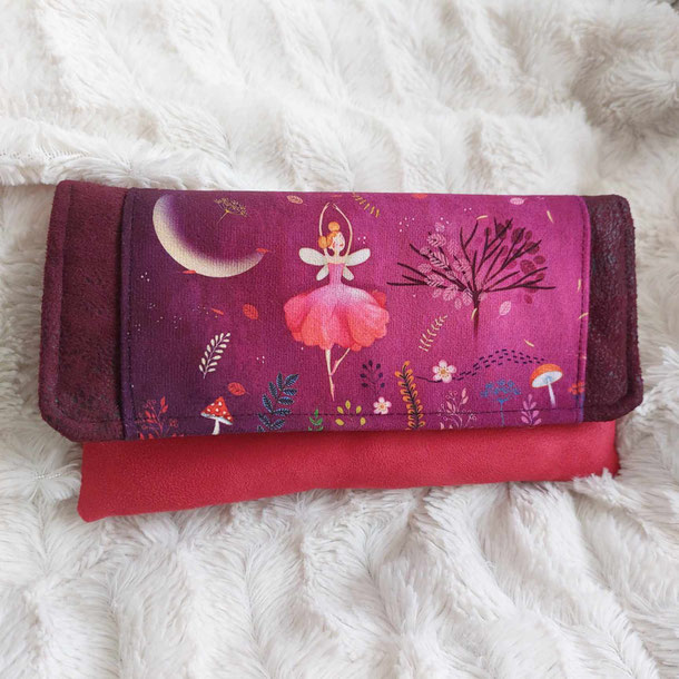 Mini pochette porte lunettes monnaie cartes  fée danseuse faite main l' Arche de Jessica