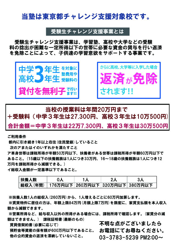 東京都チャレンジ支援について