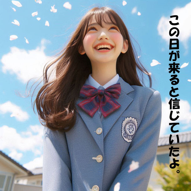 合格して喜ぶ女の子の写真