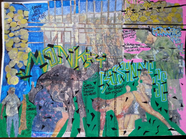Techniques mixtes & transferts d'images sur papier, 30X40cm, 2019