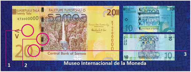 samoa, colección de samoa, billetes de samoa, tala, la moneda de samoa, museo internacional de la moneda 