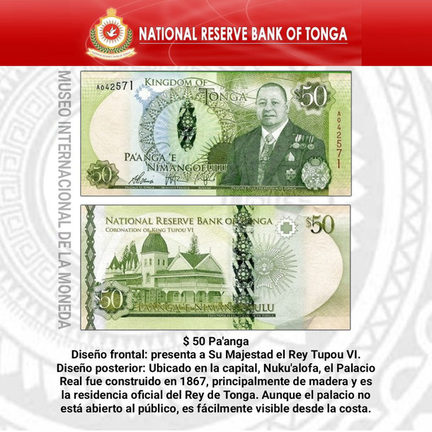 tonga, moneda de tonga, billete de tonga, dinero pa'anga, moneda billete, museo internacional de la moneda 50 pa'anga
