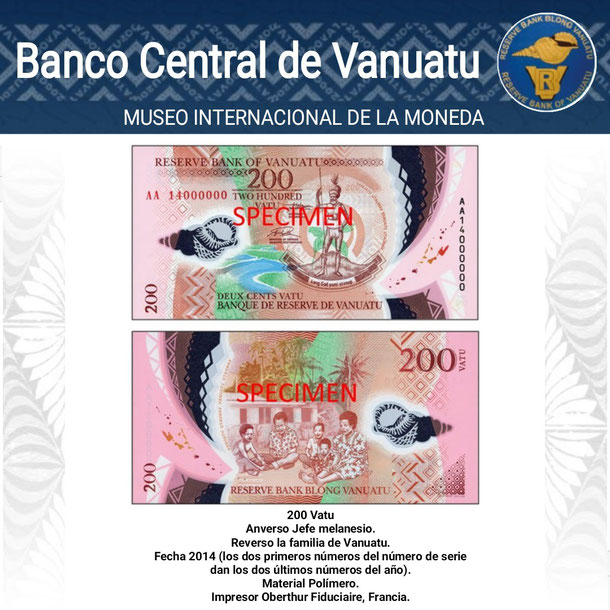 moneda de vanuatu, vatu, dinero de vanuatu, billete de vanuatu, colección de oceanía, museo internacional de la moneda, vatu200