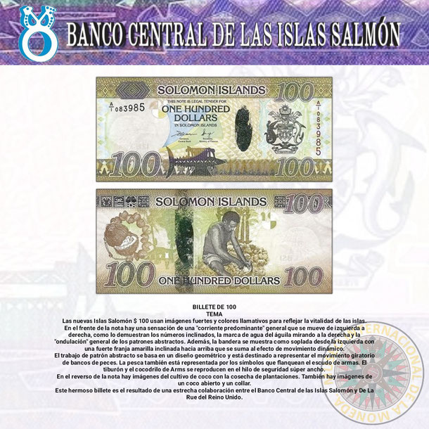 billete de las islas salomón 100 dolares, salomon islas, moneda de salomon islas, polinesia, salomon