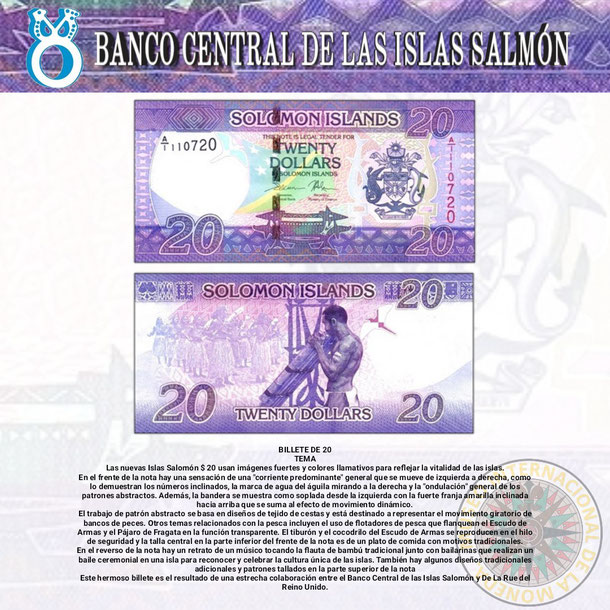 billete de las islas salomón 20 dolares, salomon islas, moneda de salomon islas, polinesia, salomon