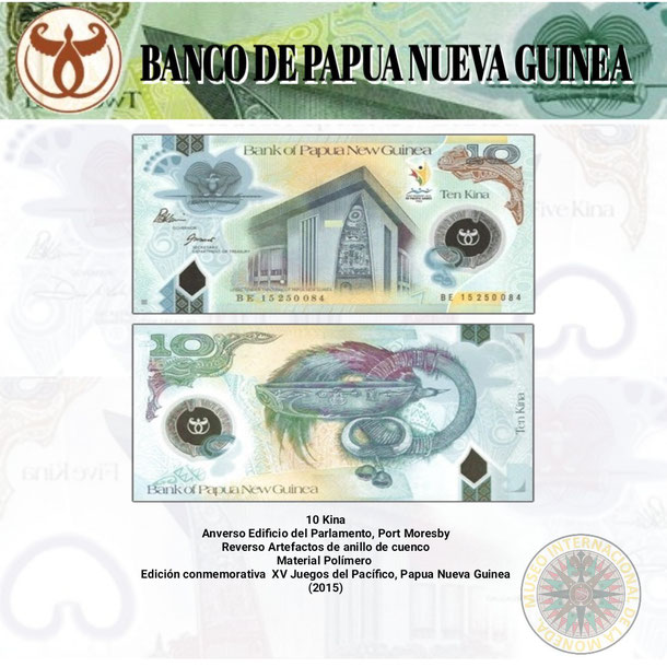 billete de papua nueva guinea  10 kina, papua nueva guinea, moneda de papua nueva guinea, kina, conmomorativo