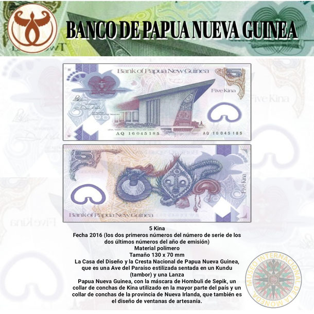 billete de papua nueva guinea  5 kina, papua nueva guinea, moneda de papua nueva guinea, kina, conmomorativo