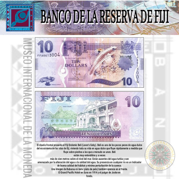 dolar de las fiji,moneda de fiji, fiyi dolar, fiyi, papel moneda, museo internacional de la moneda, 10 dolares de las islas fiji