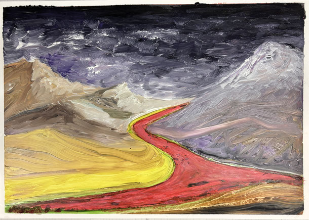 No silver lining on the horizon for Afghanistan, acryl on Lanavanguard, 34 x 48 cm, 2025/46