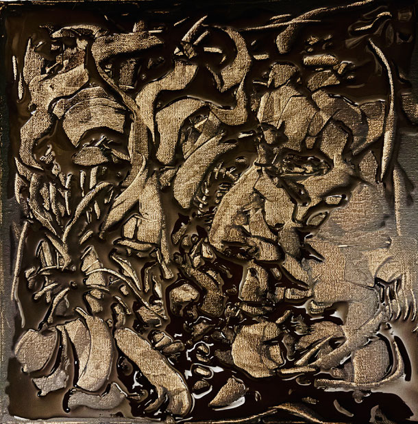 You see what you see, bitumen on canvas, 30 x 30 cm, 2025/38