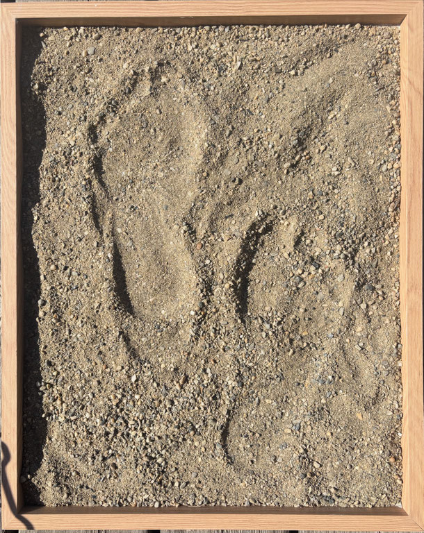 In the steps of the masters, sand on panel, 48 37 cm, 2026/26