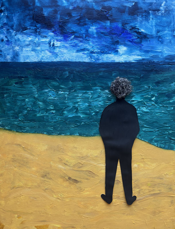 No monk by the sea, acryl and steel wool on canvas, 90 x 70 cm, 2026/40