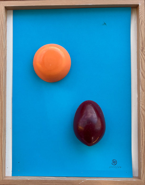 Iuvenis et senex vel panis et vinum, wax on panel,48 x 38 cm, 2025/24