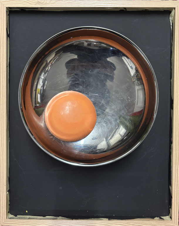 The yellow of the egg, (ephemeral art ), wax on panel, 48 x 37 cm, 2026/13