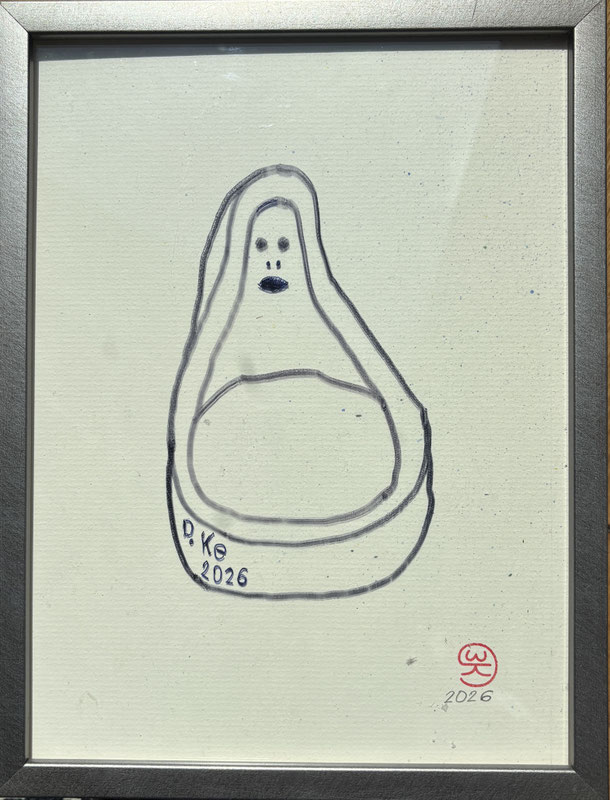 Duchampnet, marker on glas, 26 x 19 cm, 2026/19