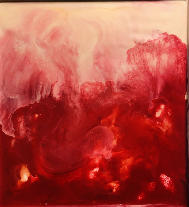 Only hot, encaustic on wood plate, 42 x 39 cm, 2022/34