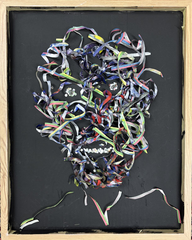 Perlustration, paper stripes on panel, 46 x 35 cm, 2025/65
