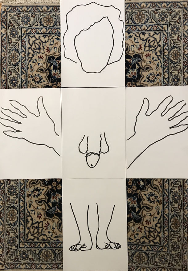 Nude Variations II, indian ink on paper, 5 x ( 29,7 x 21 cm ) 2020, 3