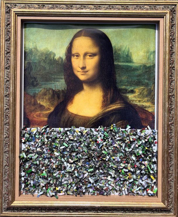 La Giaconda acc. to Leonardo da Vinci, unfortunately Banksy was here, partially shredded poster, 48 x 38 cm, 2025/37
