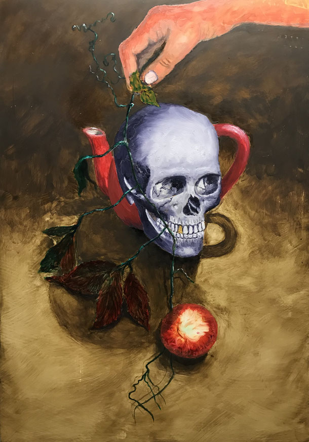 Memento mori, Oil on paper / 50 x 36 cm