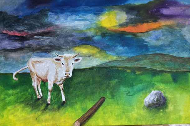 Lost bull, acrylic on canvas, 60 x 90 cm, 2024/9