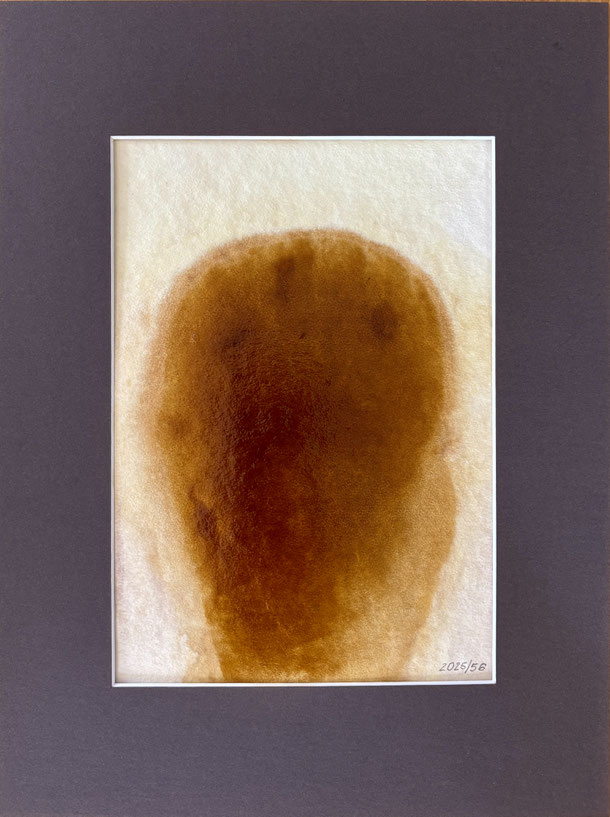 Isabella, shellac on cardboard pulp, 29,7 x 21 cm, 2025/56