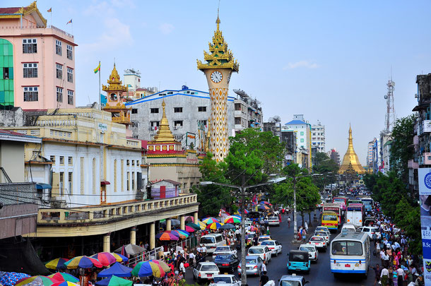Ein letzter Bummel durch Yangon vot der Abreise.