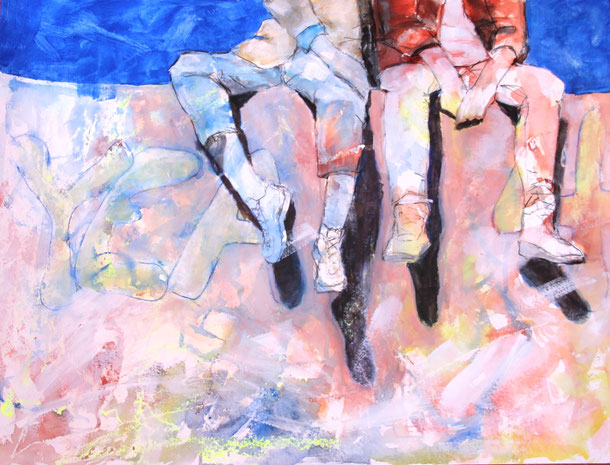 Chillen  42 x 56  Aquarell, Acryl auf Papier