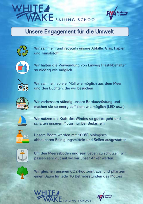 Unsere Engagement fuer die Umwelt - White Wake Sailing