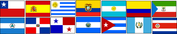 Argentine,Uruguay,Ecuador,El Salvador,Cuba,Guatemala, Costa Rica,Colombia,Spain,Equatorial Guinea,Chile,Dominican,Nicaragua,Panama