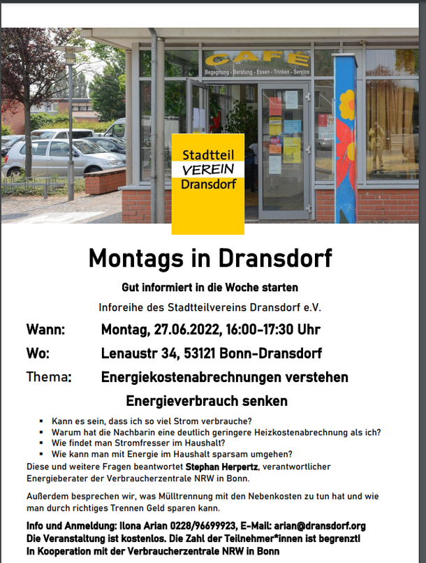 Montags in Dransdorf Stadtteilverein Dransdorf