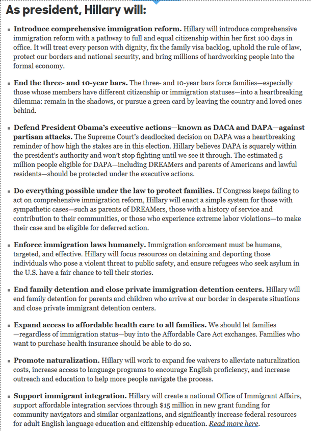 Screenshot von https://www.hillaryclinton.com/issues/immigration-reform/