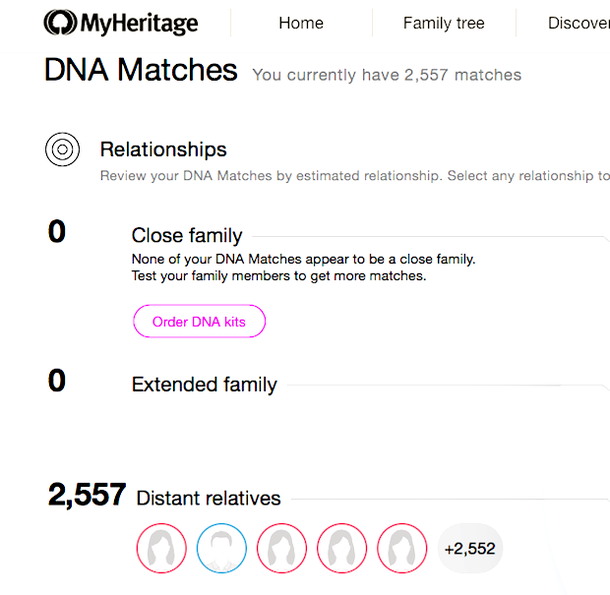 My DNA matches - MyHeritage DNA test