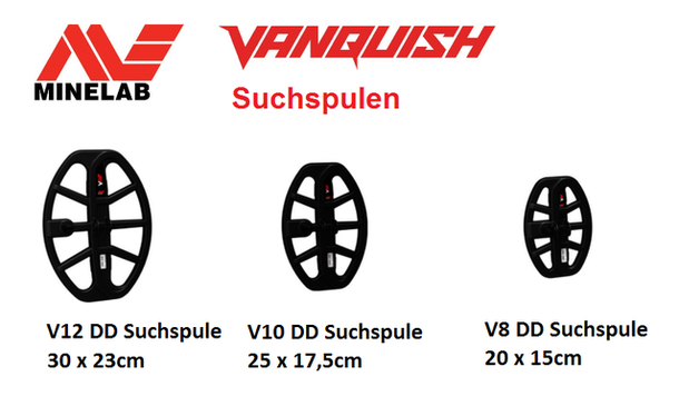 Übersicht der Suchspulen für den Minelab Vanquish