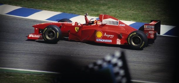 Michael Schumacher im Ferrari (1997): Foto: Cord Rodefeld, Lizenz: CC-BY-SA-2.0