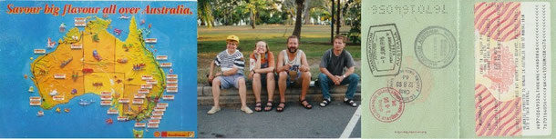 1996 machte mich mein späterer Reisefreund mit der Ansichtskarte li. auf Australien aufmerk- sam, Monate später waren wir dort!