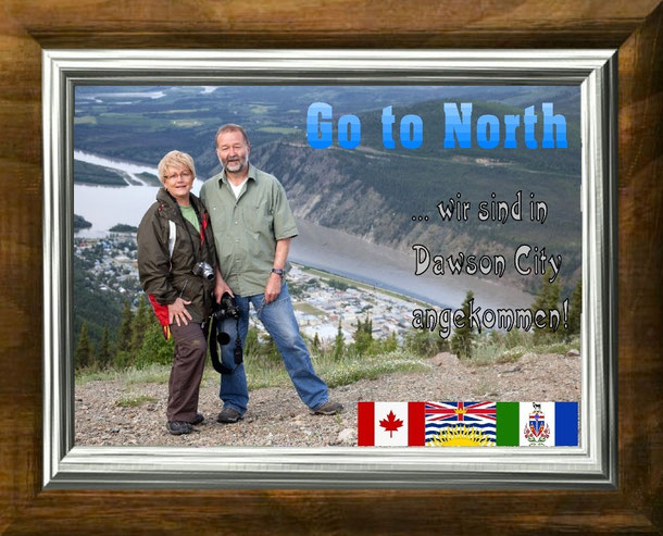 Wir beide auf dem 887 m hohen Midnight Dome über Dawson City, ein fantastischer Viewpoint  mit gigantischem Panorama