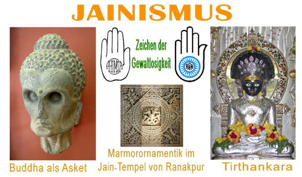 Symbole und Zeichen des Jainismus, der für Gewaltlosigkeit und dem Schutz des Lebens einsteht!