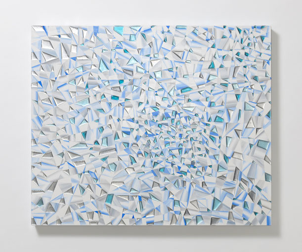 3「Flow -Glacier- (個人蔵)」綿布、岩絵具、アルミ箔、樹脂、アクリル絵具、木製パネル　F20(60.6 x 72.7cm) 