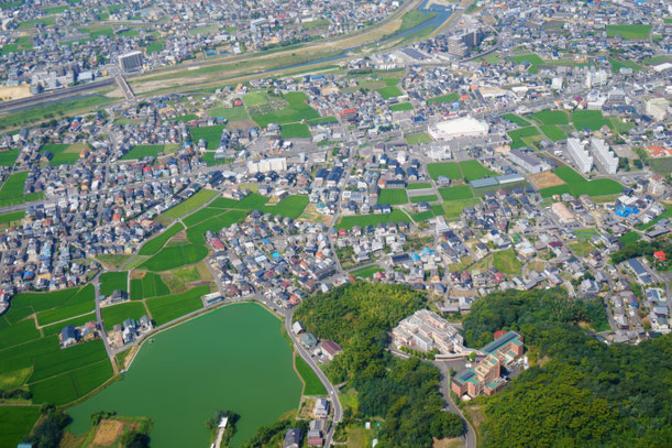 畑や田んぼがパッチワークのようにかわいいです。