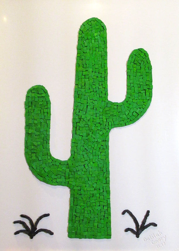 Tableau Abstrait De Grand Format CACTUS de Dalilah EMERY (89 x 123 cm)